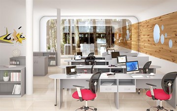 Комплект офисной мебели SIMPLE с эргономичными столами и тумбами в Костроме - предосмотр 1